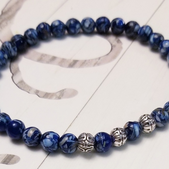 Men's bracelet - Blue reconstructive Shell - Picture 1 of 2